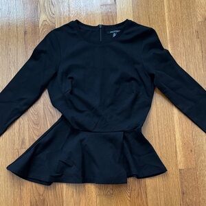 Black Peplum Long Sleeve Top